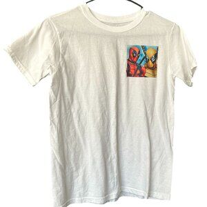 Hanes ComfortSoft White T-shirt Youth With Deadpool And Wolverine Decal Size XL